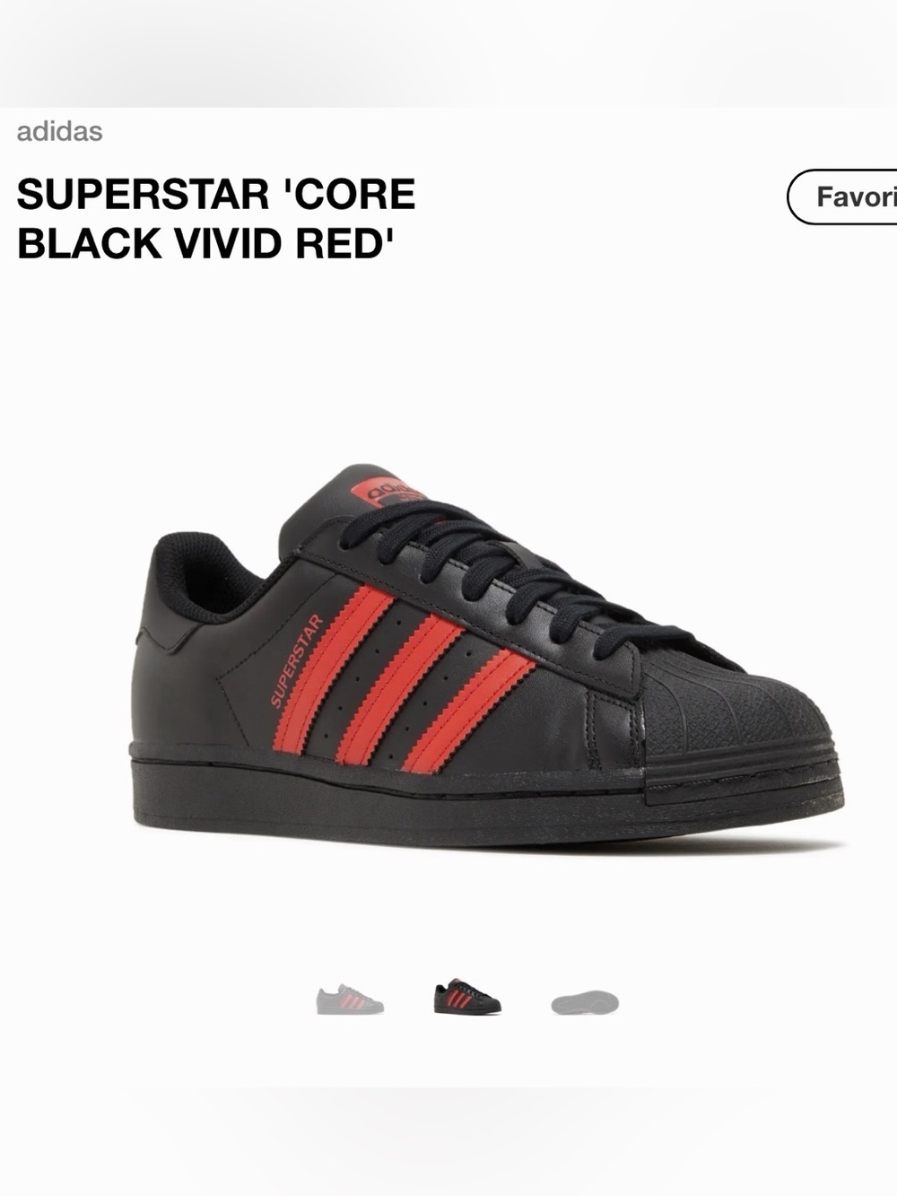 NWOT Adidas Superstar Core Black Vivid Red Sneakers Men Women Classic Size 5M/7W - Picture 7 of 7
